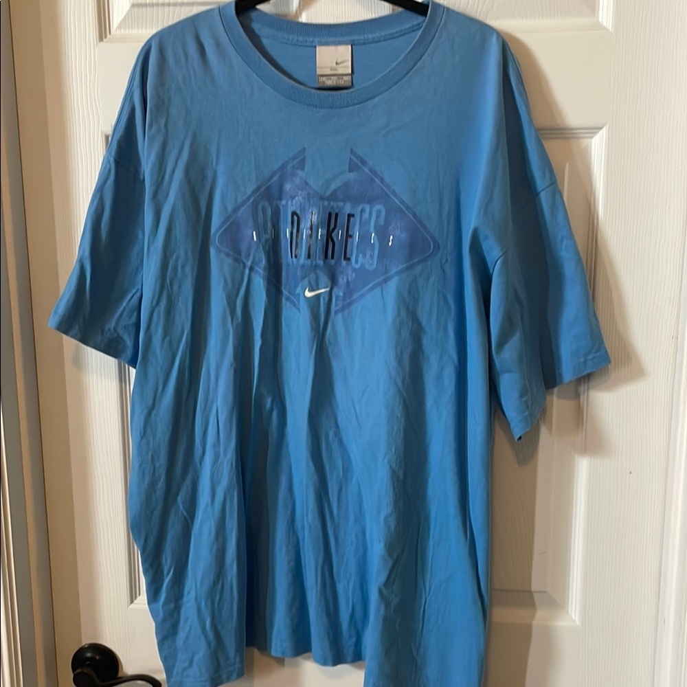 Vintage Nike Athletics Columbia blue cotton tee shirt, size xxl